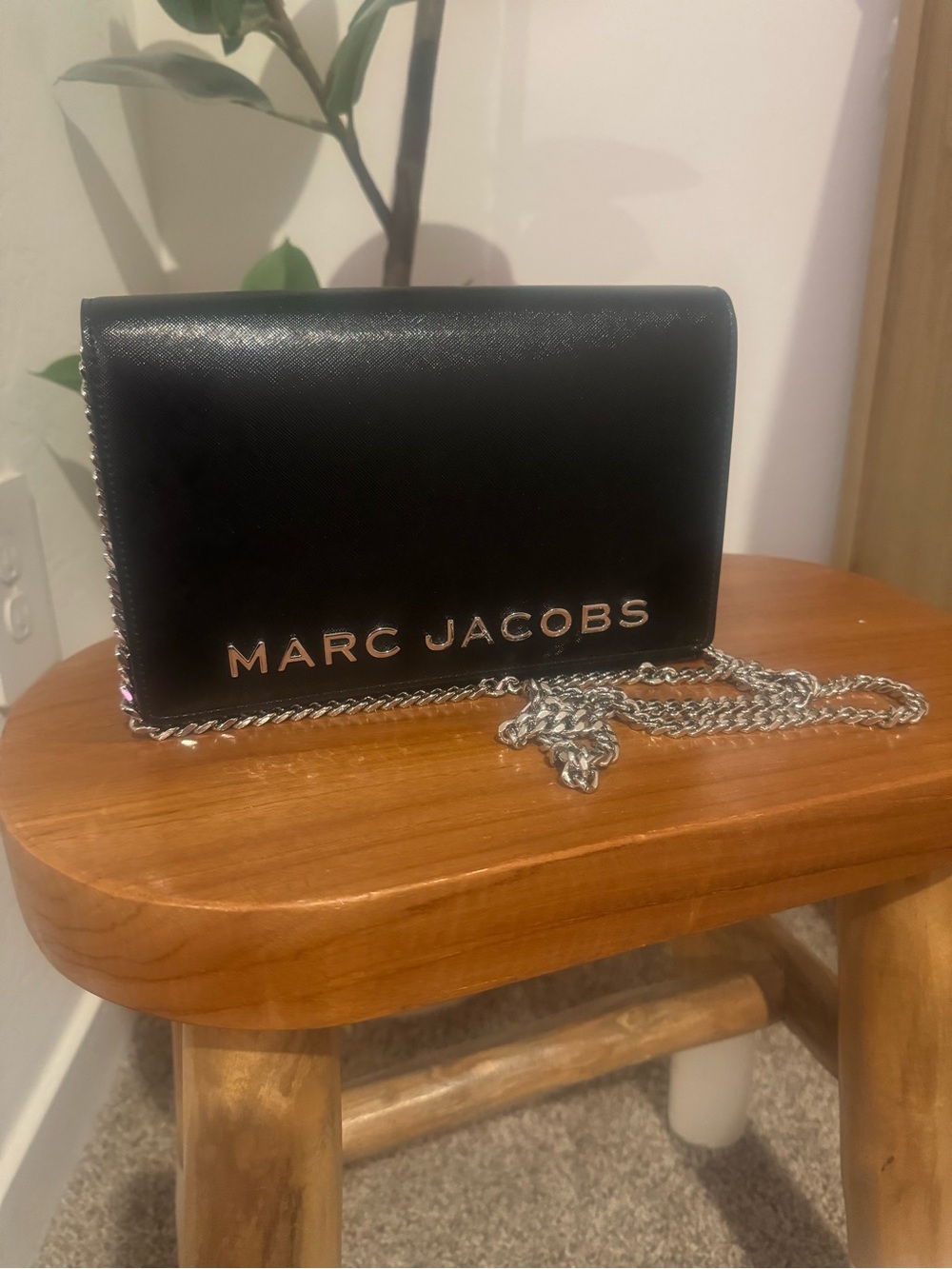 Marc Jacobs Black Leather Crossbody with Silver Hardware